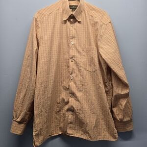 Ermenegildo Zegna Shirt Mens L Yellow Pink Plaid Button Up Italy Dress Work